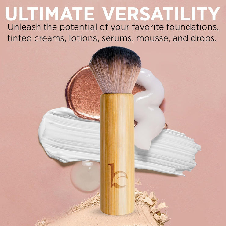 Kabuki Brush for Face - Ultra Soft Bronzer Brush for Blush, Loose Powder, Powder and Liquid Foundation & Self Tanner, Travel Friendy Makeup Blending Tool, Gentle on Skin